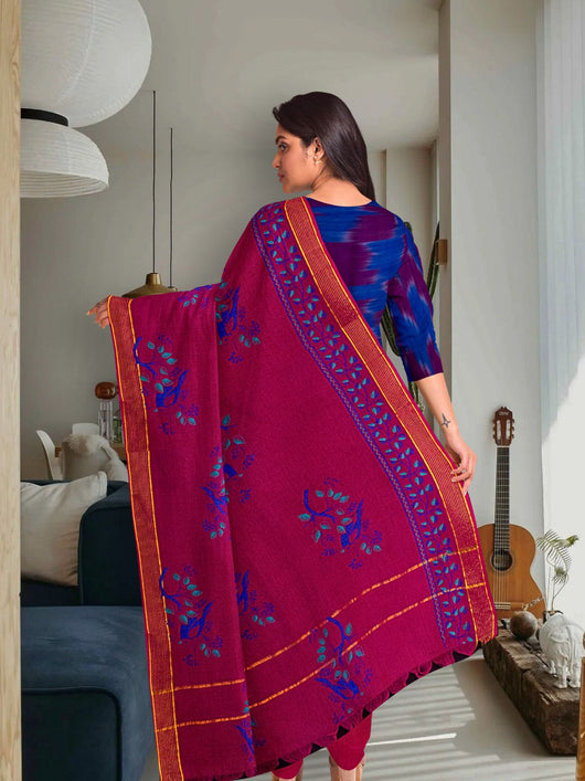 Pure Cotton Woven Ikkat Kurta Set - 5759 Women's Kurta Set AEVUM 2   