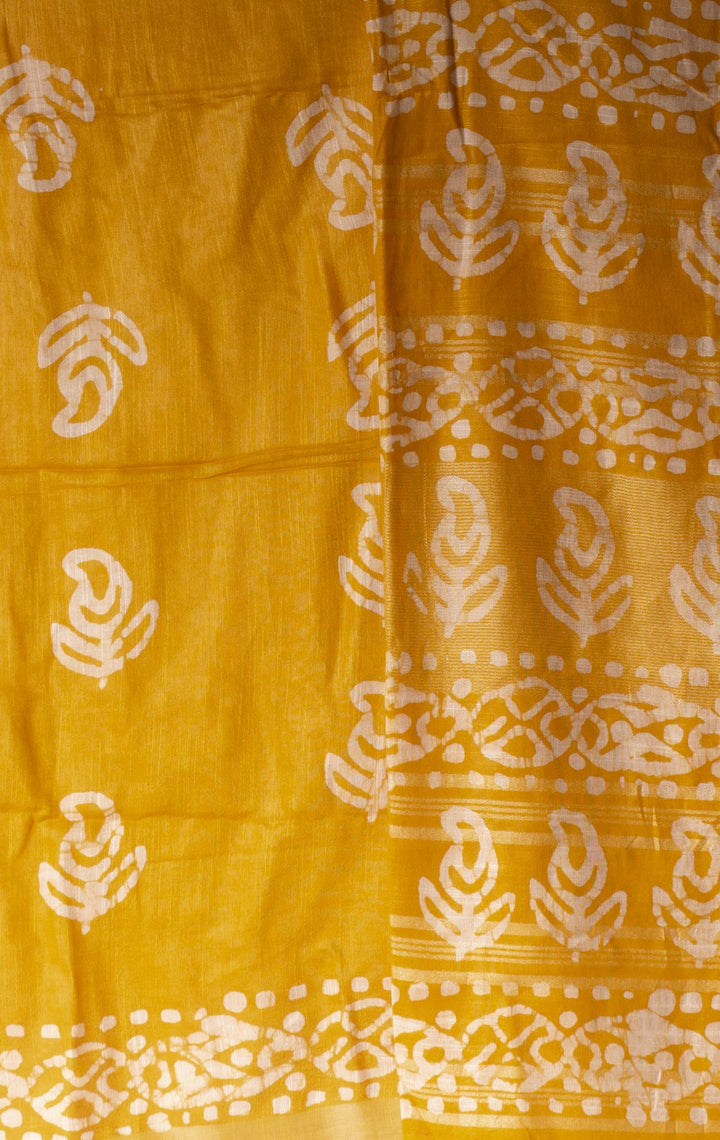Semi Linen Saree with Batik Print - 5774 - AEVUM