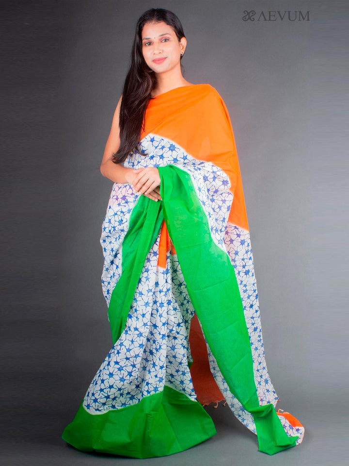 Bengal Cotton Block Printed Saree without Blouse Piece - 6444 Saree AEVUM 2
