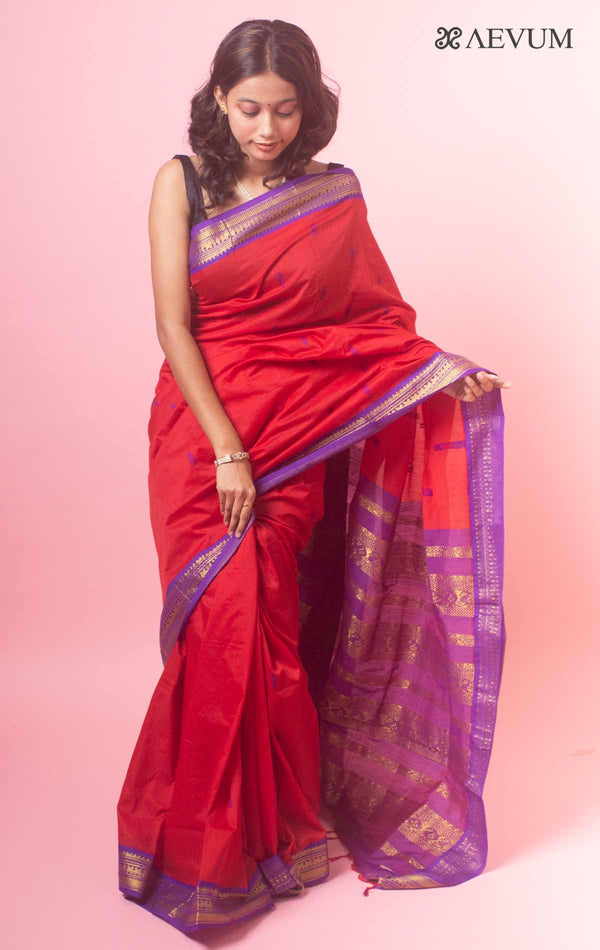 Kalyani South Cotton Silk Handloom Saree with Blouse Piece - 6517 - AEVUM