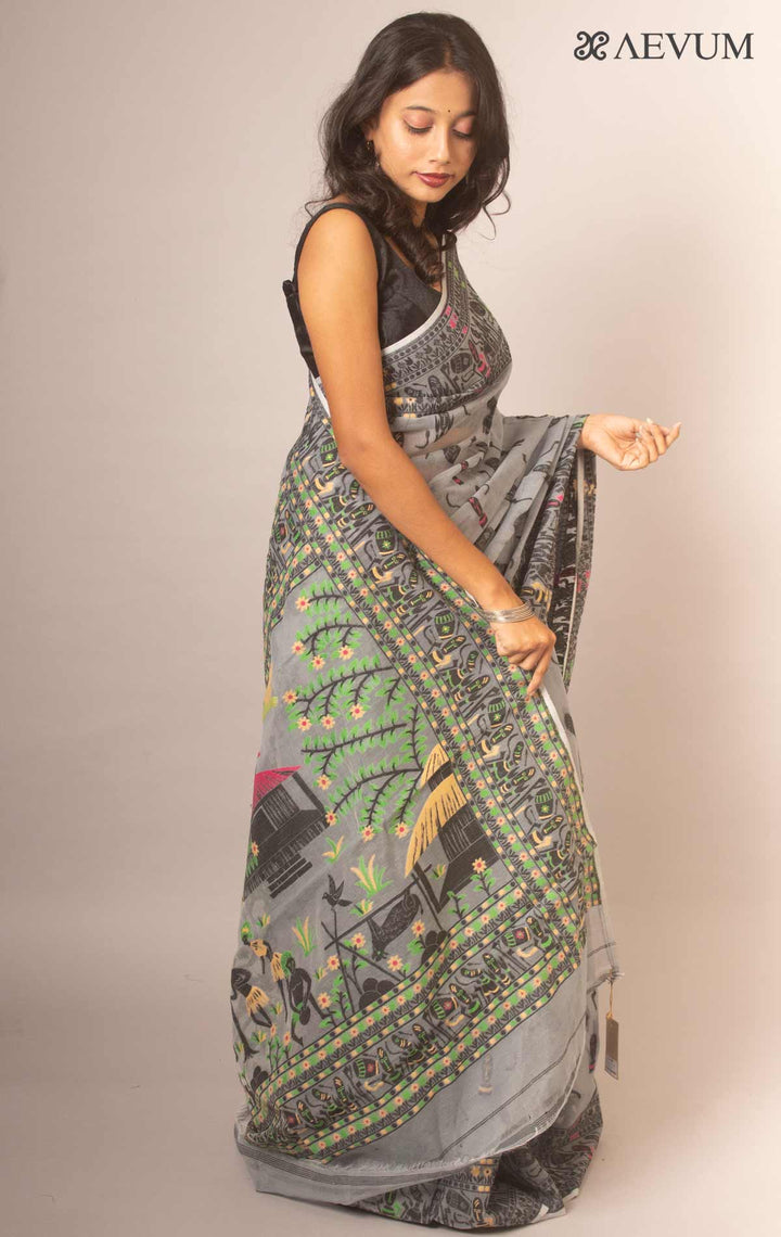 Dhakai Jamdani Saree without Blouse Piece - 6527 - AEVUM