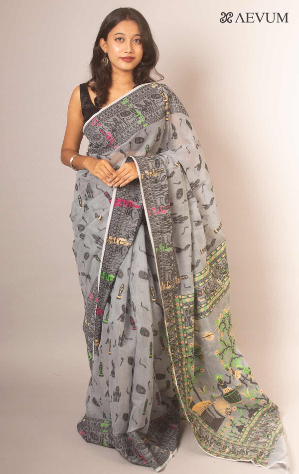 Dhakai Jamdani Saree without Blouse Piece - 6527 - AEVUM
