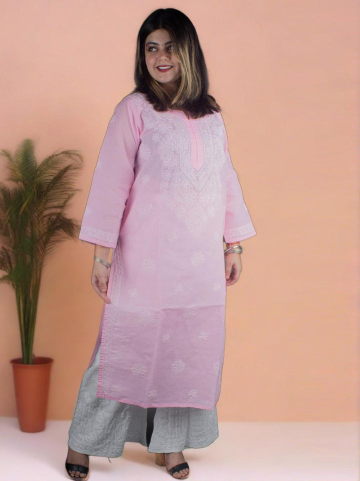 Hand Embroidered Lucknowi Chikankari Kurta Set - 7190 Women's Kurta Set AEVUM