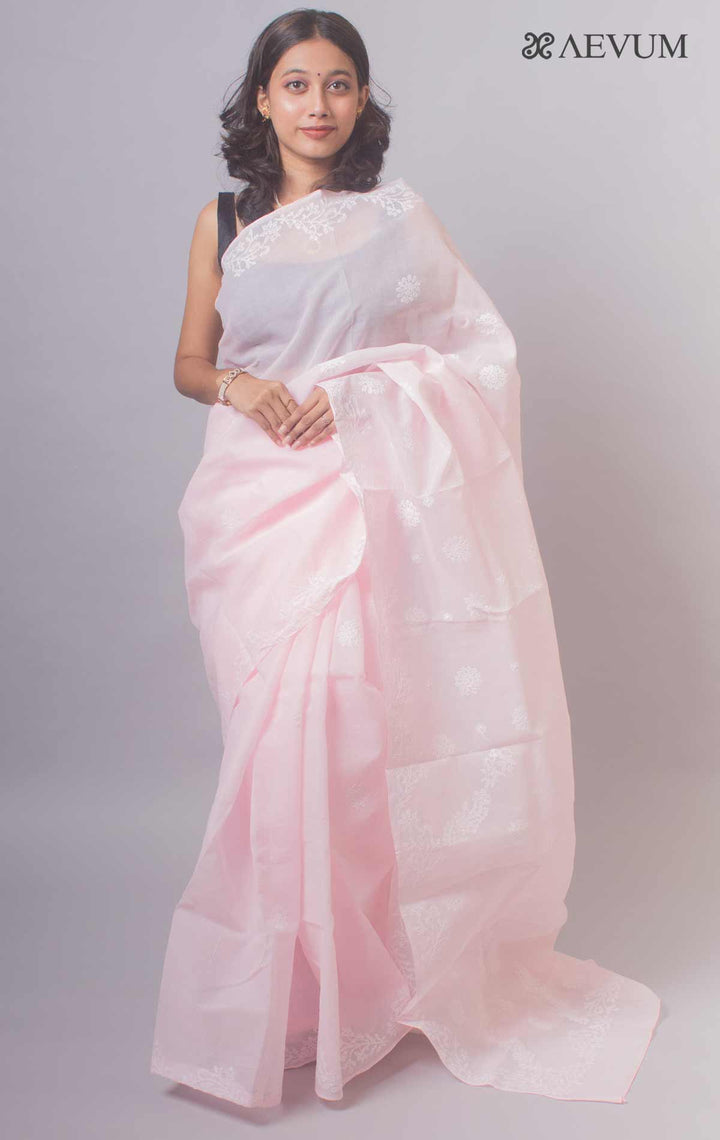 Hand Embroidered Lucknowi Chikankari Saree - 7234 - AEVUM