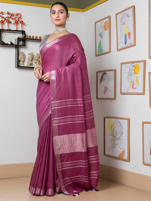 Semi Linen Saree with Blouse Piece - 7902