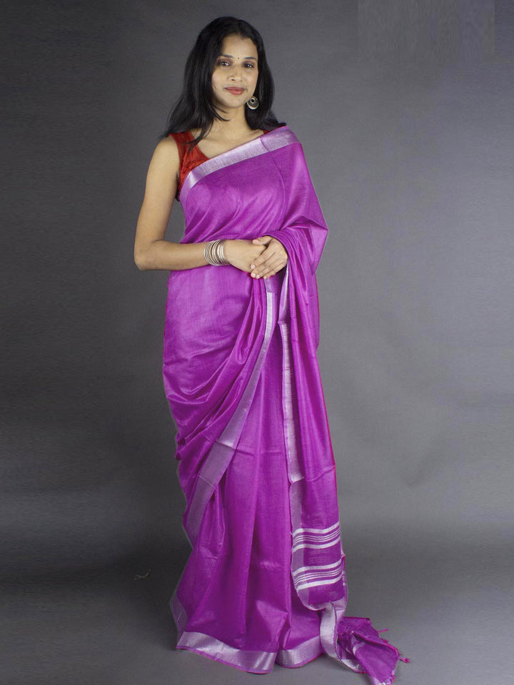 Semi Linen Saree with Blouse Piece - 7902 Saree AEVUM