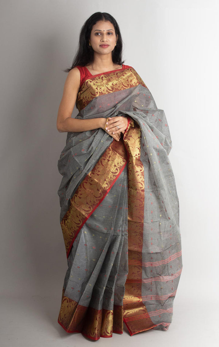Bengal Cotton Zari Tant Saree Without Blouse Piece - 0832 - AEVUM