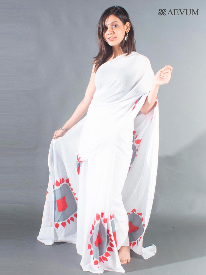 Tant Hand Painted Cotton Saree - 8350 Saree AEVUM