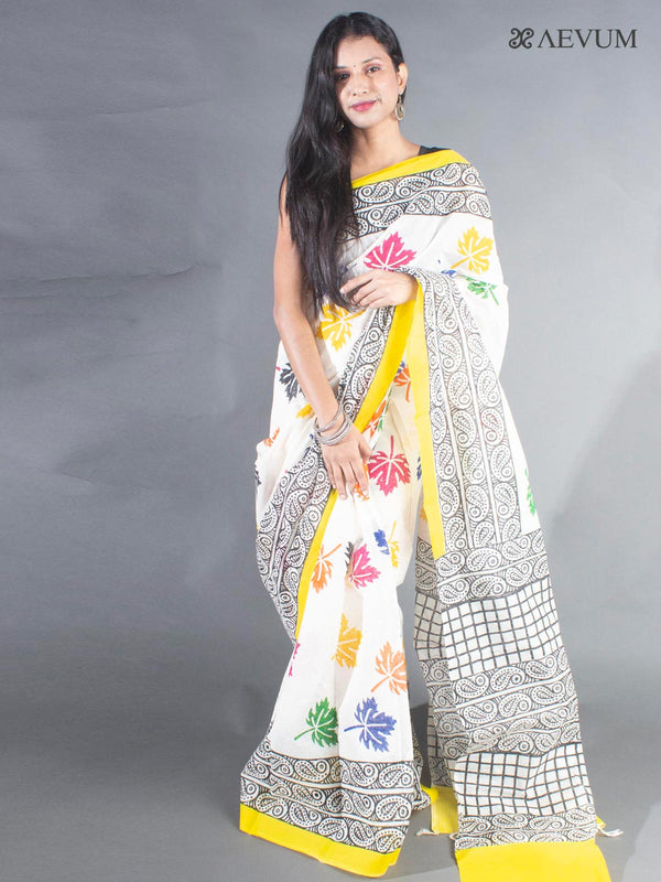 Tant Block Printed Cotton Saree - 8653 Saree AEVUM