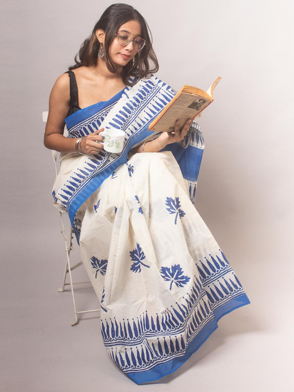 Tant Block Printed Cotton Saree - 8707 Saree AEVUM