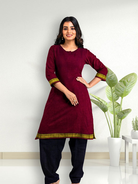 Mangalgiri Cotton Silk Kurta Set - 8734 Women's Kurta Set AEVUM 2   