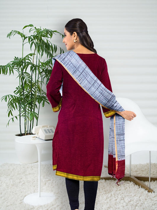 Mangalgiri Cotton Silk Kurta Set - 8739 Women's Kurta Set AEVUM 2   