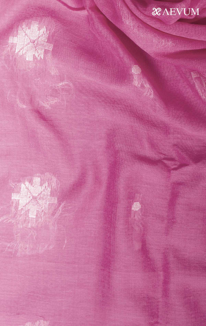 Pure Handloom Pink Cotton Jamdani Saree - 8932 Saree AEVUM   