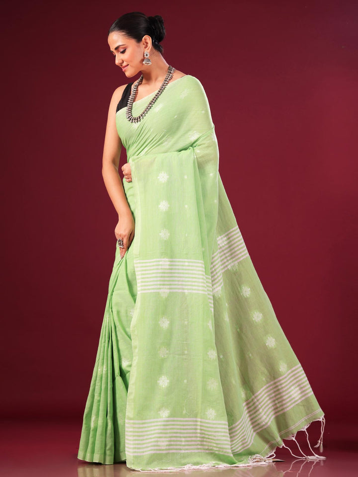 Pure Handloom Cotton Jamdani Saree - 8935 Saree AEVUM