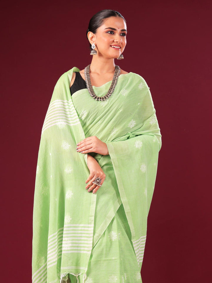 Pure Handloom Cotton Jamdani Saree - 8935 Saree AEVUM