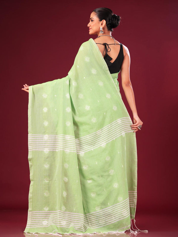 Pure Handloom Cotton Jamdani Saree - 8935 Saree AEVUM
