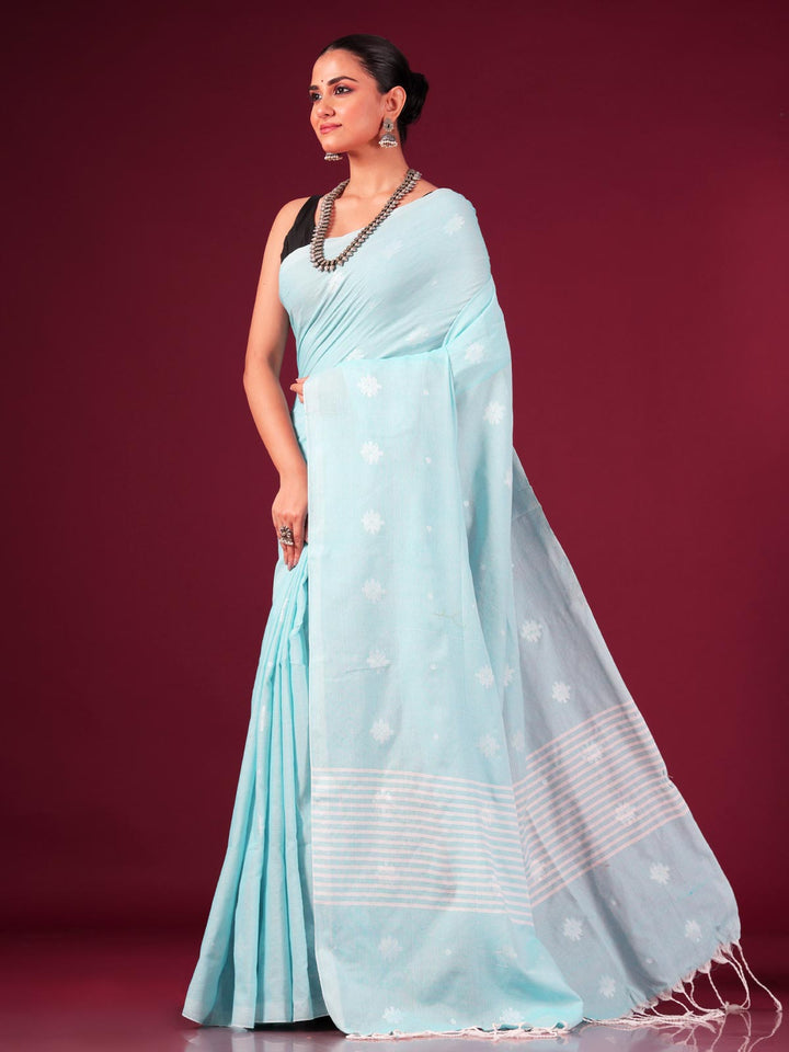 Pure Handloom Cotton Jamdani Saree - 9053 Saree AEVUM