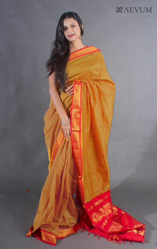 Kalyani South Cotton Silk Handloom Saree with Blouse Piece - 17422 - AEVUM