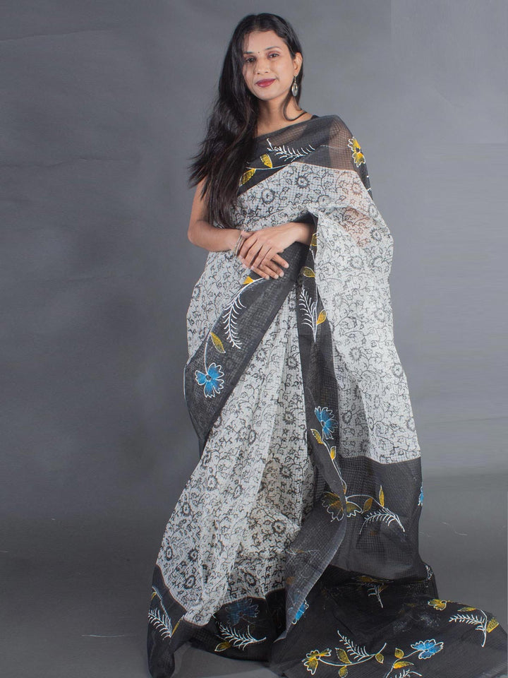 Hand Painted Cotton Resham Kota Saree without Blouse Piece - 9159 Saree Joydeep   