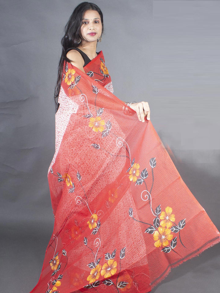 Hand Painted Cotton Resham Kota Saree without Blouse Piece - 9161 Saree Joydeep   