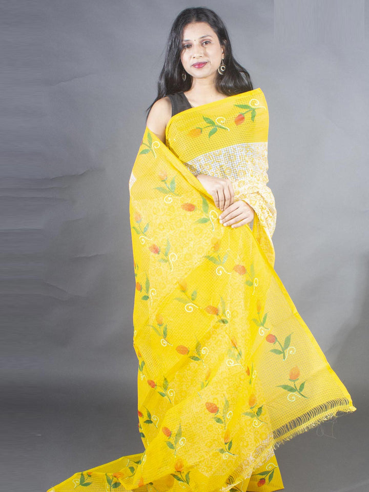 Hand Painted Cotton Resham Kota Saree without Blouse Piece - 9165 Saree Joydeep   