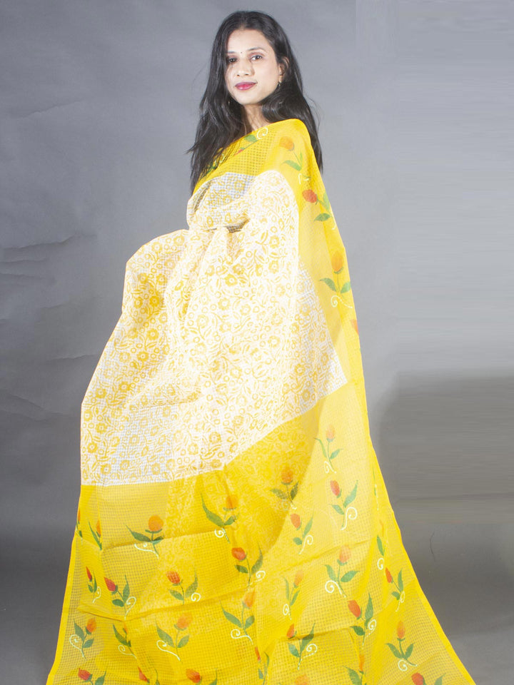 Hand Painted Cotton Resham Kota Saree without Blouse Piece - 9165 Saree Joydeep   