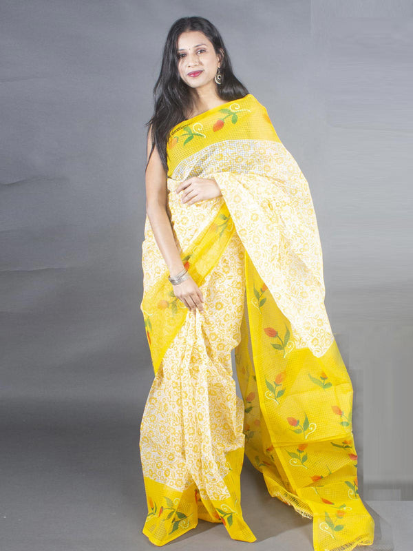 Hand Painted Cotton Resham Kota Saree without Blouse Piece - 9165 Saree Joydeep   