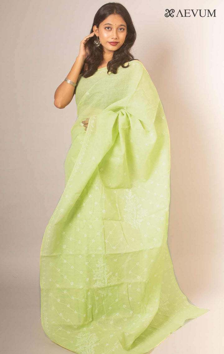 Hand Embroidered Lucknowi Chikankari Saree - 9256 - AEVUM