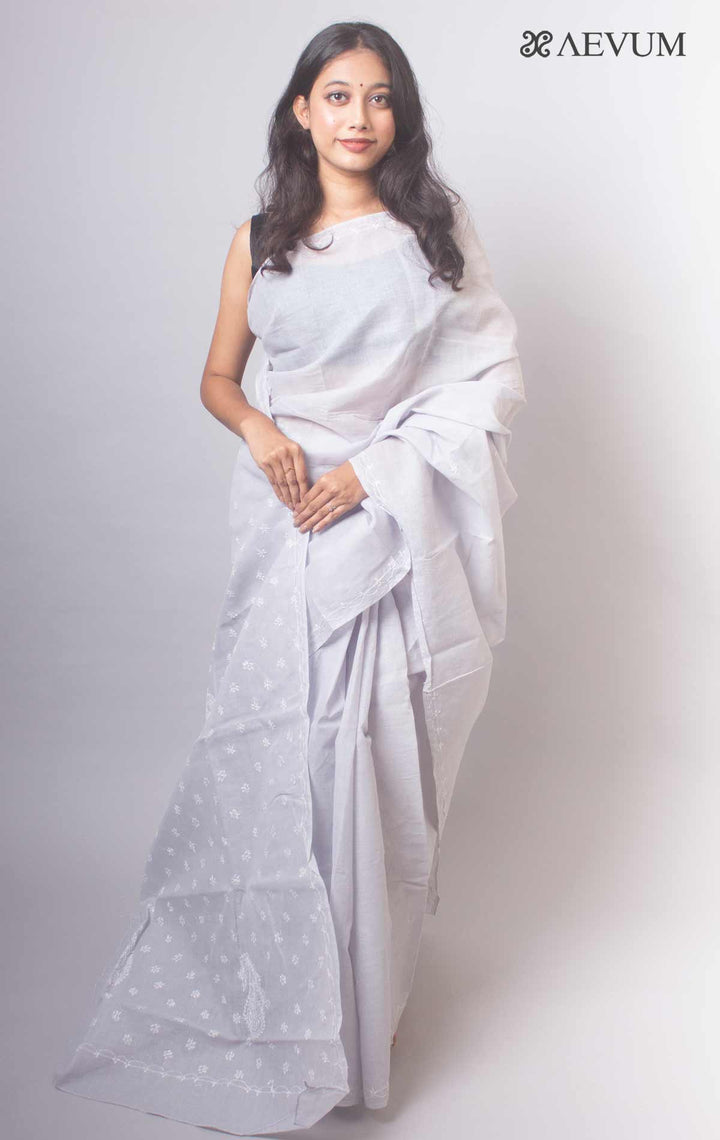 Hand Embroidered Lucknowi Chikankari Saree - 9260 - AEVUM