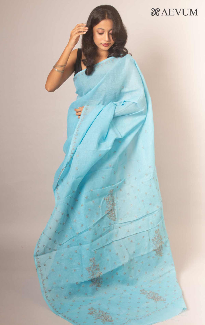 Hand Embroidered Lucknowi Chikankari Saree - 9293 - AEVUM