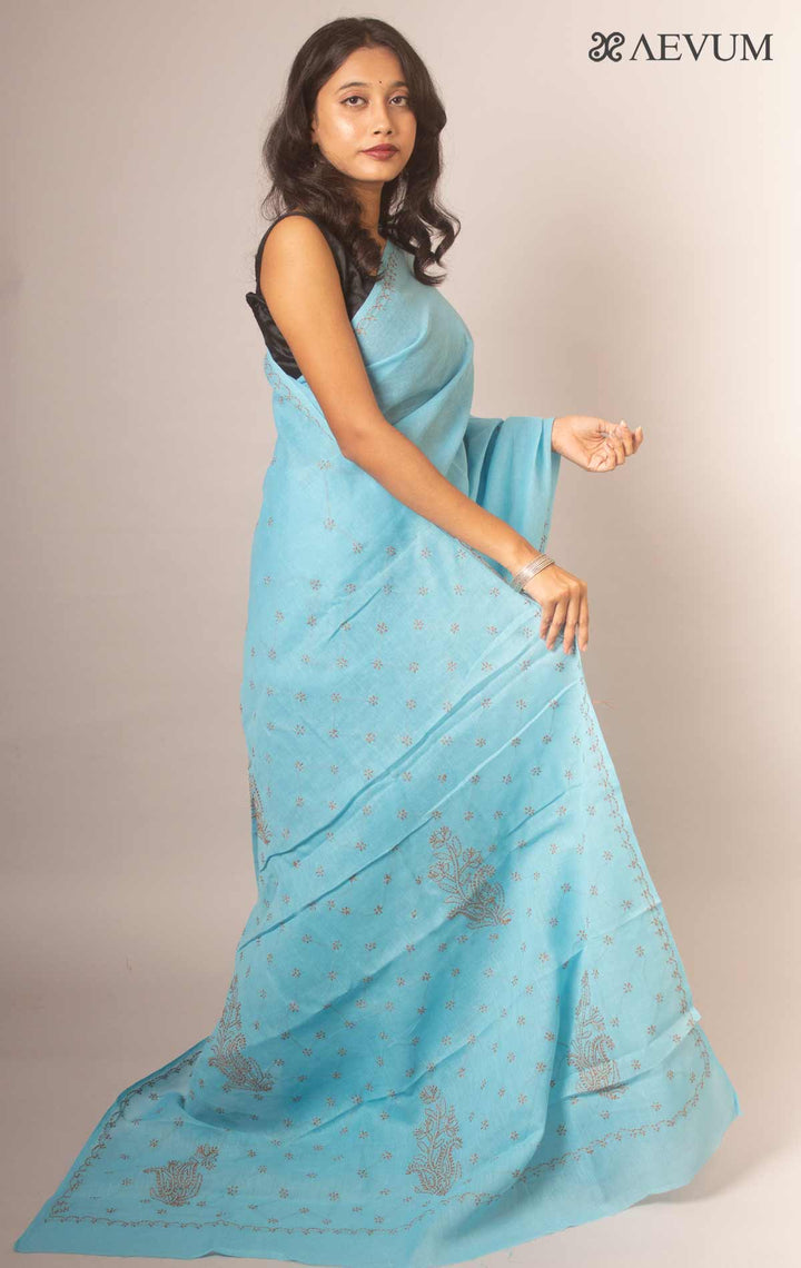 Hand Embroidered Lucknowi Chikankari Saree - 9293 - AEVUM