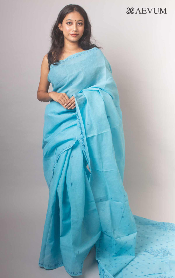 Hand Embroidered Lucknowi Chikankari Saree - 9298 - AEVUM