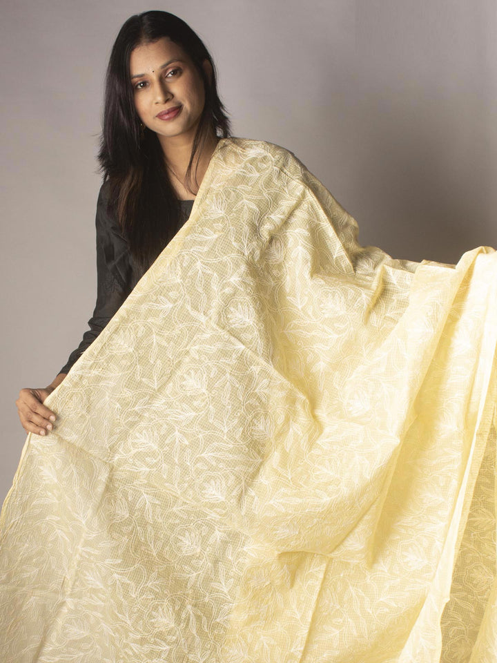 Lemon Yellow chikankari Dupatta - 9308 Dupatta Silk Thread   