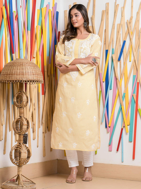 Hand Embroidered Lucknowi Chikankari Kurta Set - 9353