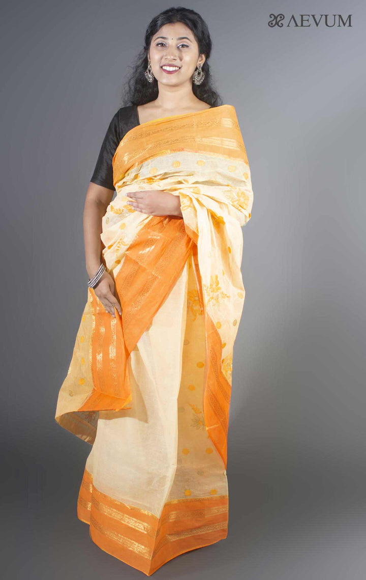 Floral Embroidery Bengal Cotton Tant Saree - 9481 - AEVUM