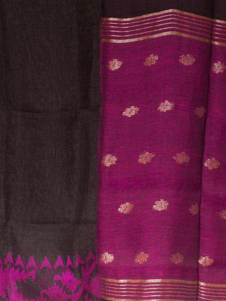 Organic Linen Jamdani handloom Saree with blouse piece - 9655 Saree Riya's Collection   