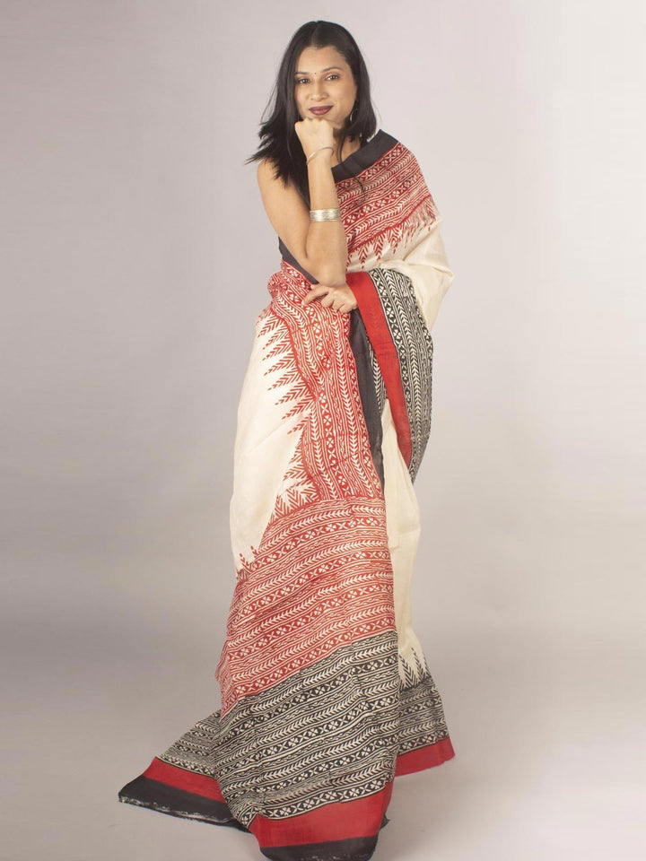 Three Ply Murshidabad Pure Silk With Blouse Piece - 9689 Saree AEVUM