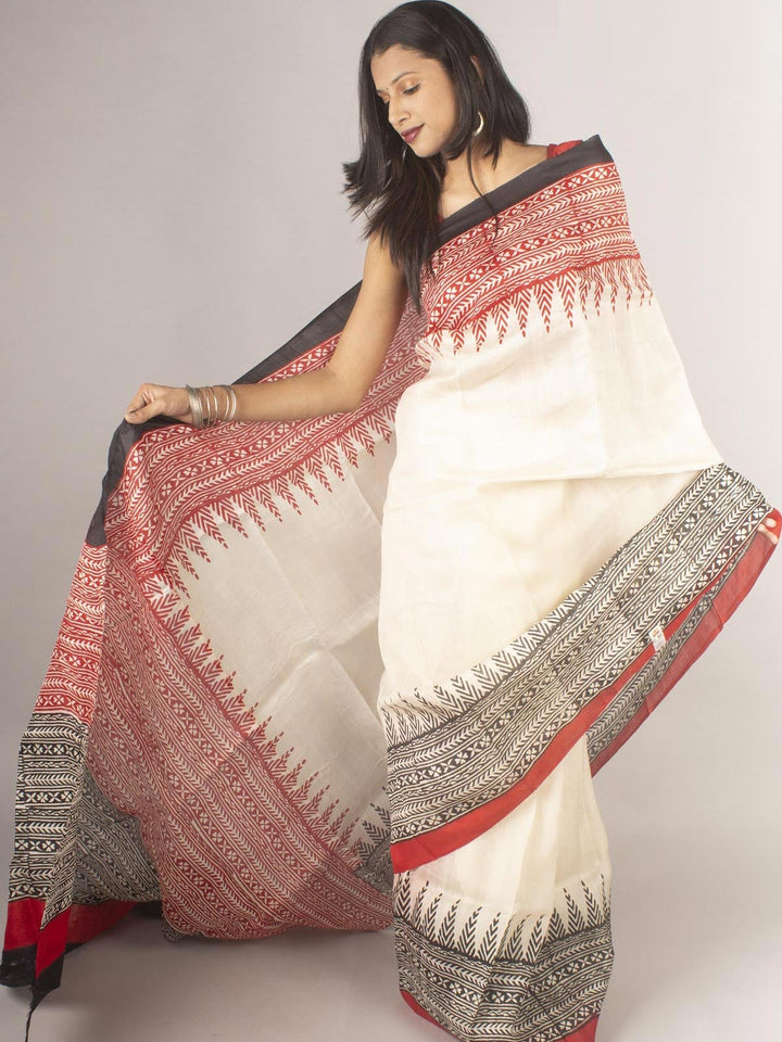 Three Ply Murshidabad Pure Silk With Blouse Piece - 9689 Saree AEVUM