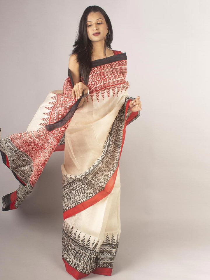 Three Ply Murshidabad Pure Silk With Blouse Piece - 9689 Saree AEVUM