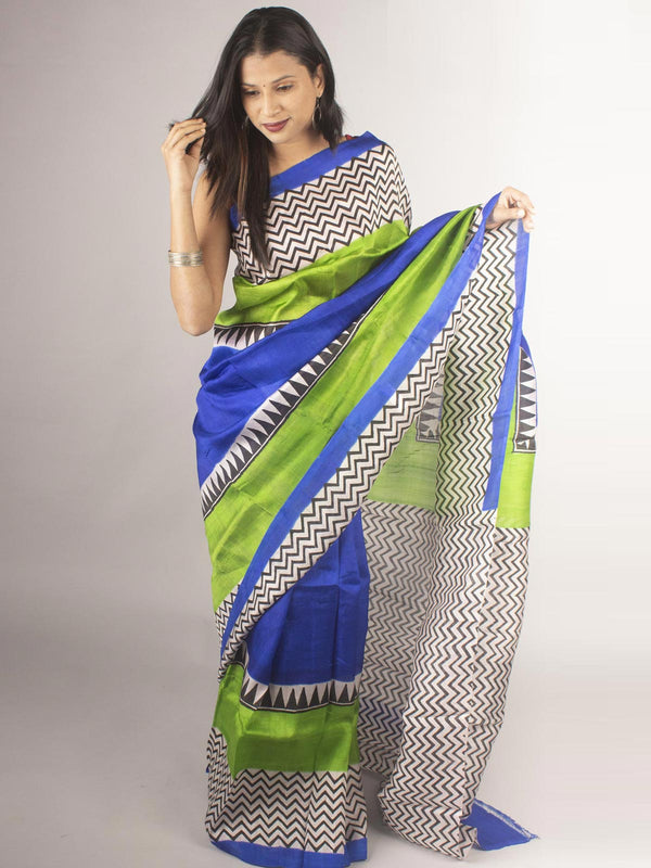 Three Ply Murshidabad  Pure Silk With Blouse Piece - 9690 Saree Riya's Collection   