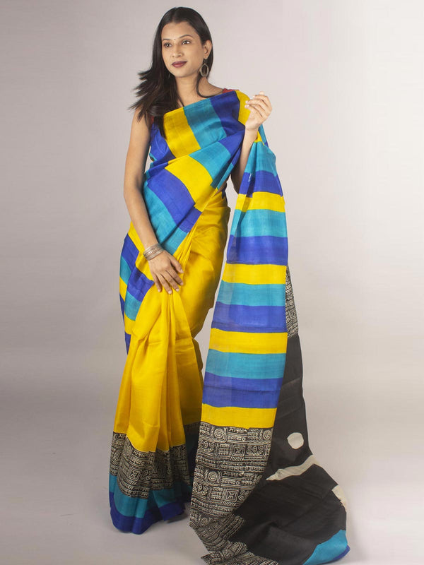 Three Ply Murshidabad  Pure Silk With Blouse Piece - 9691 Saree Riya's Collection   