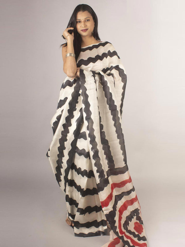 Three Ply Murshidabad  Pure Silk With Blouse Piece - 9693 Saree Riya's Collection   