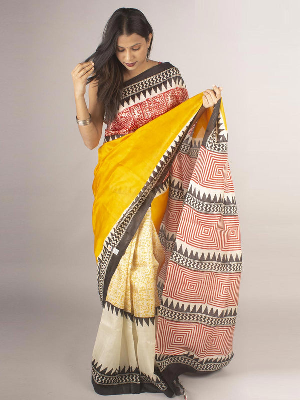Three Ply Murshidabad  Pure Silk With Blouse Piece - 9694 Saree Riya's Collection   