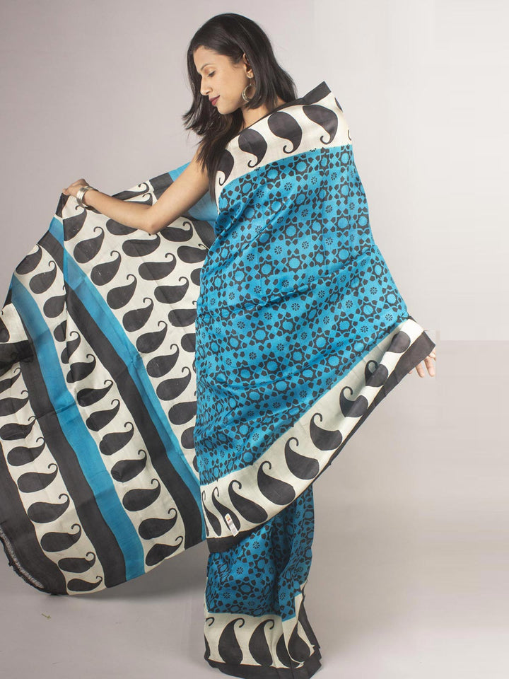 Three Ply Murshidabad  Pure Silk With Blouse Piece - 9695 Saree Riya's Collection   