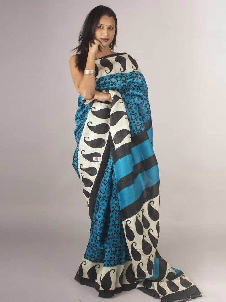 Three Ply Murshidabad  Pure Silk With Blouse Piece - 9695 Saree Riya's Collection   