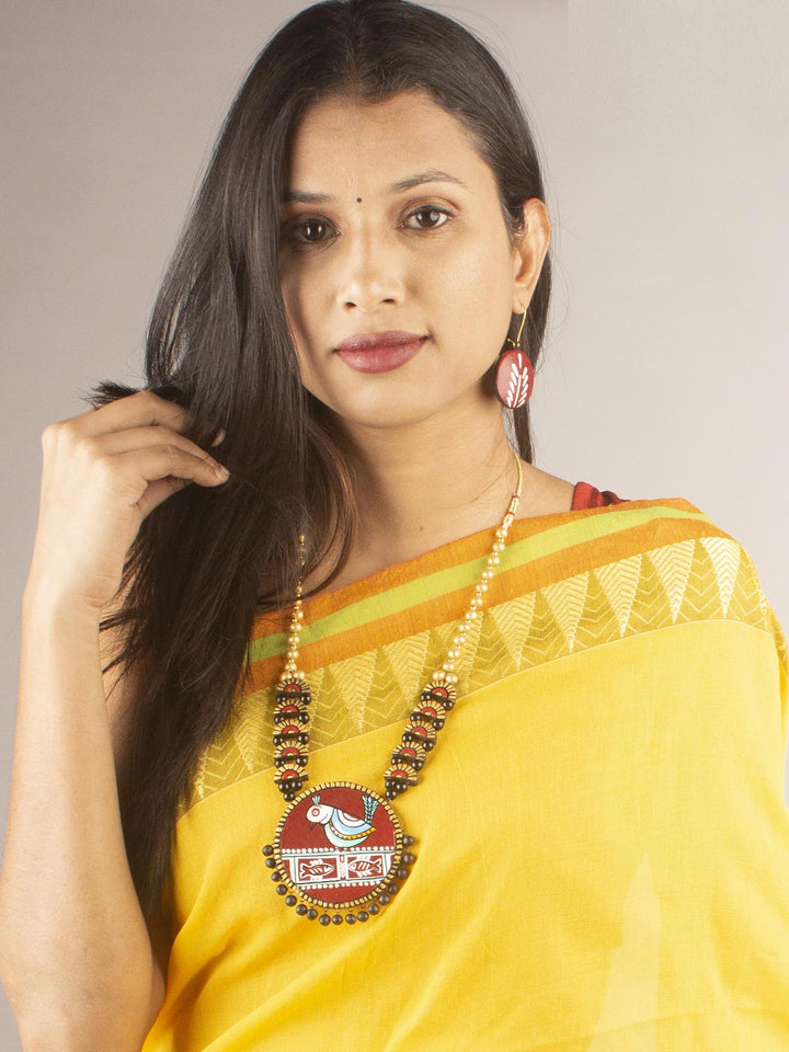 Hand Painted Terracotta Necklace Set - 9708 Jewellery Kasturi Sengupta   