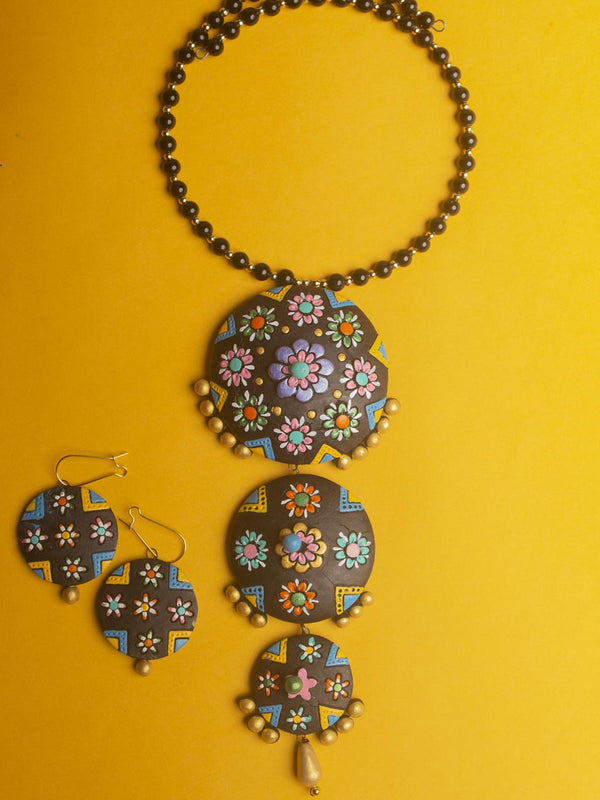 Colourful Terracotta Handmade Necklace Set - 9714 Jewellery Kasturi Sengupta   