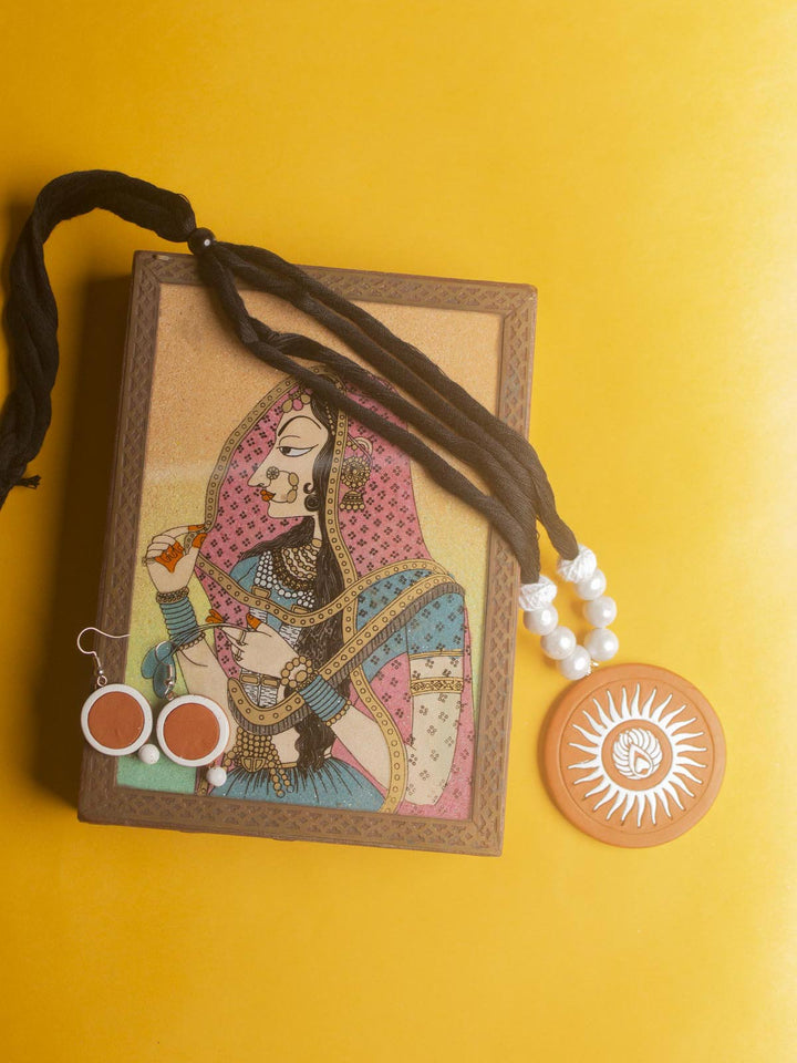 Hand Painted Terracotta Necklace Set - 9717 Jewellery Kasturi Sengupta   