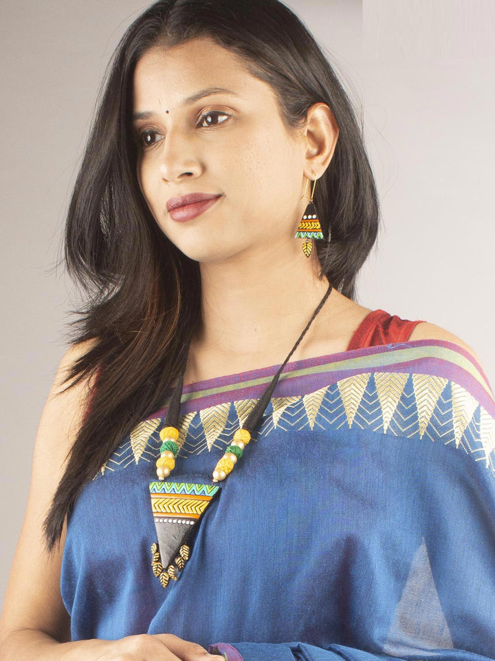 Hand Painted Terracotta Necklace Set - 9720 Jewellery Kasturi Sengupta   