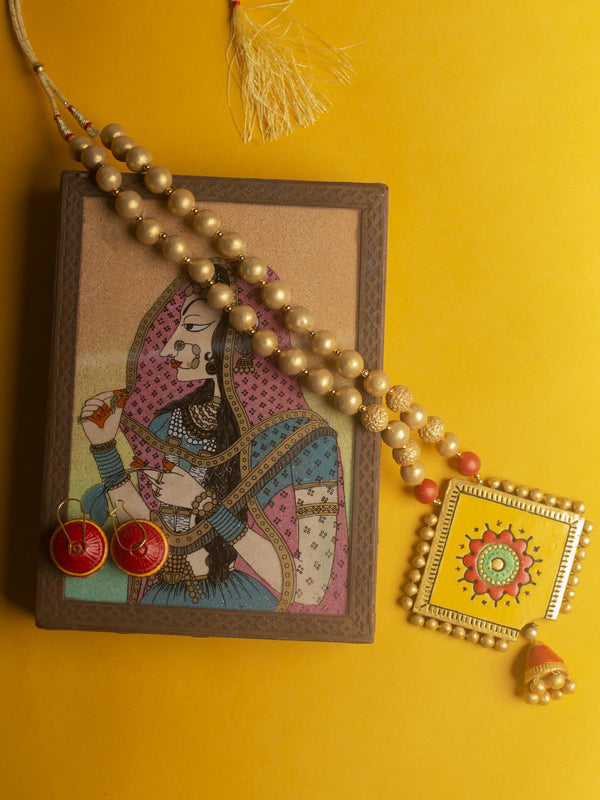Hand Painted Terracotta Necklace Set - 9741